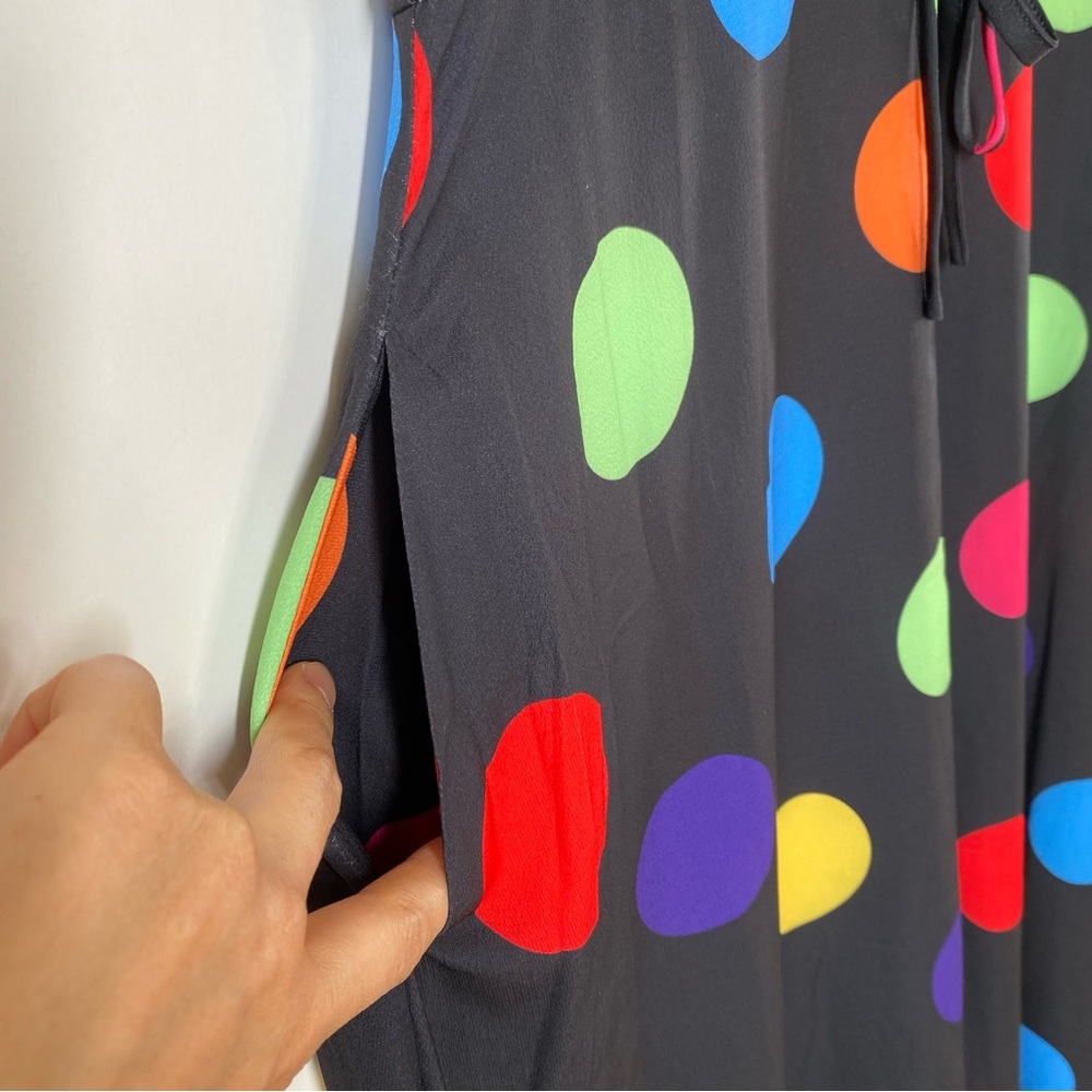 Little Party Dress Colorful Polka Dot Whimsical Maximalist Retro V Neck Size 10 - Picture 7 of 15